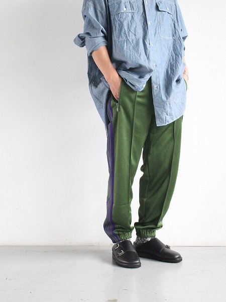 NEEDLES Zipped Track Pant - Poly Smooth / Ivy Green ＜2023AW 
