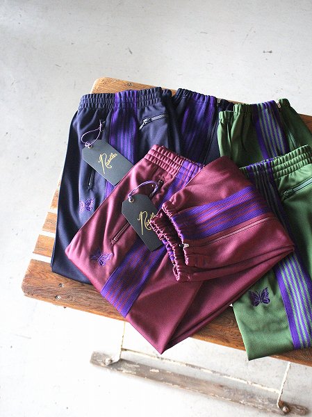 NEEDLES　Zipped Track Pant - Poly Smooth / Wine ＜2023AW＞ (ニードルズ ジップドトラックパンツ)