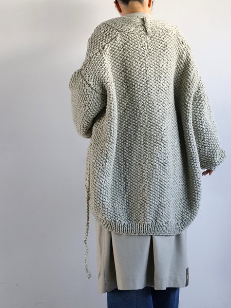 nido ニット / ARROZ LONG CARDIGAN - Hand Knitted / Gray