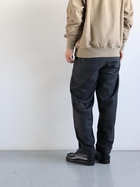 parages (ѥϡ) double pleats wool pants - dark grey melange / parages Pantalon Double Pleats Flannel anthracite chiné