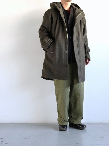 parages (パハージ) Refuge Wool Coat / dark olive melange