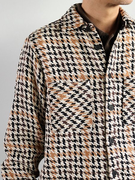 wax londonWHITING OVERSHIRT / HOUNDSTOOTH WEAVE - NATURAL