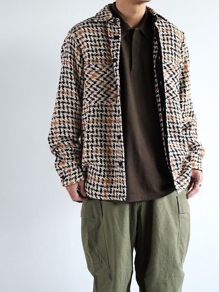 wax londonWHITING OVERSHIRT / HOUNDSTOOTH WEAVE - NATURAL