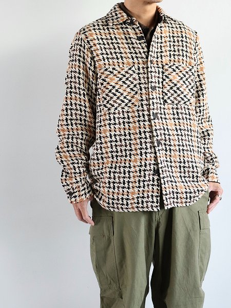 wax londonWHITING OVERSHIRT / HOUNDSTOOTH WEAVE - NATURAL