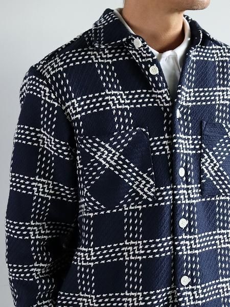 wax london WHITING OVERSHIRT / LATTICE CHECK - NAVY wax london WHITING OVERSHIRT / LATTICE CHECK - NAVY