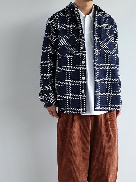 wax londonWHITING OVERSHIRT / LATTICE CHECK - NAVY