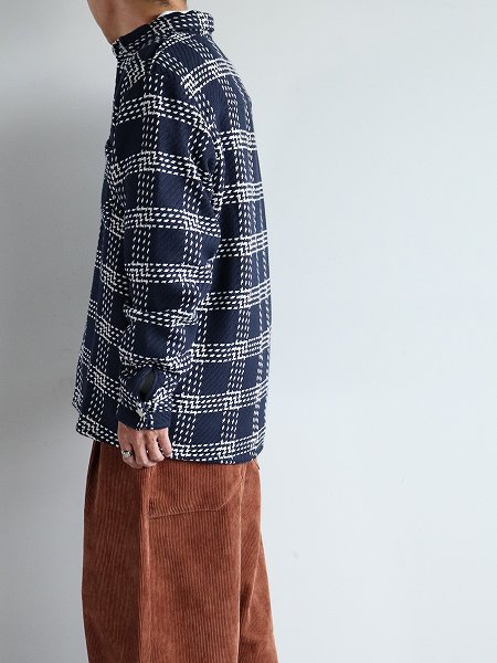 wax londonWHITING OVERSHIRT / LATTICE CHECK - NAVY