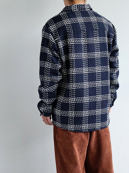 wax londonWHITING OVERSHIRT / LATTICE CHECK - NAVY