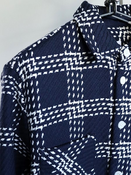 wax londonWHITING OVERSHIRT / LATTICE CHECK - NAVY