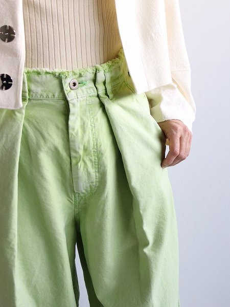 unfilegyptian cotton ox blesch-out wide leg pants / washed green
