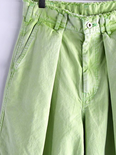 unfilegyptian cotton ox blesch-out wide leg pants / washed green