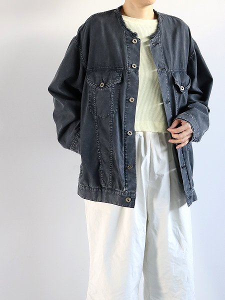 unfilegyptian cotton ox bleach-out oversized jacket / washed black