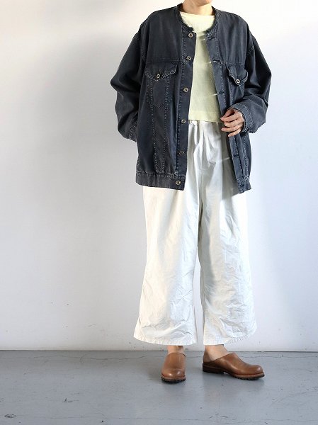 unfilegyptian cotton ox blesch-out oversized jacket / washed black