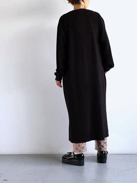 unfilegyptian cotton brushed pile-jersey half zip dress / black berry