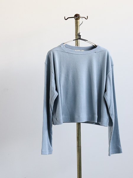 unfil raw silk ribbed-jersey cropped long sleeve Tee