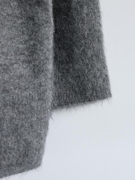 unfil (アンフィル) stretch superkid mohair cardigan / gray