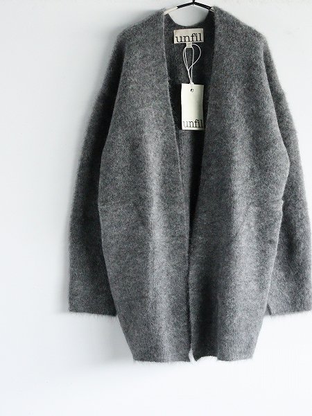 unfil (ե)stretch superkid mohair cardigan 2024AW / gray 