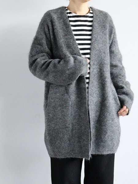 unfil (ե)stretch superkid mohair cardigan 2024AW / gray 