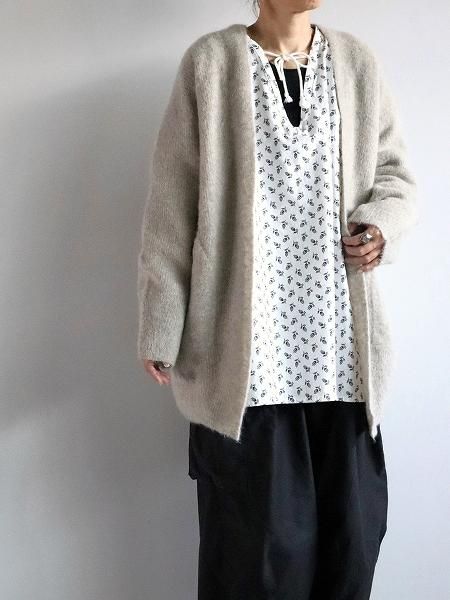 unfil (ե)stretch superkid mohair cardigan 2023AW / greige 