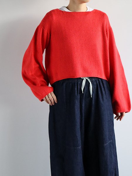 unfil (ե)brushed roving silk sweater / tomato