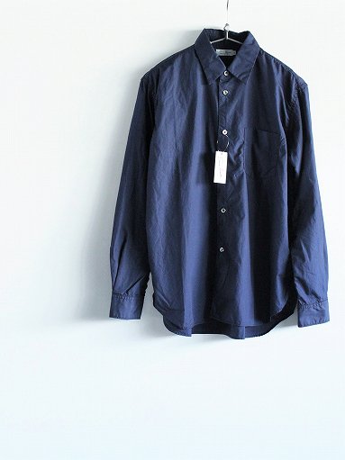 Sans limite BOX REGULAR COLLAR SHIRT / TWIN NEEDLE - NAVY (MENS) - ALPOA