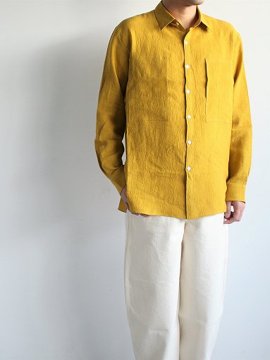 Cale Water Twist Linen Shirt / Yellow (MENS) - ALPOA