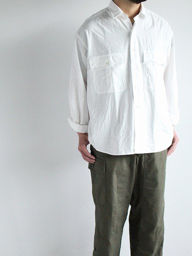 Porter Classic　ROLL UP VINTAGE COTTON SHIRT - WHITE