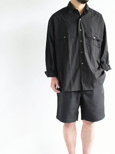 白 フリル付 <新品・未使用> Porter Classic ロールアップシャツ Black