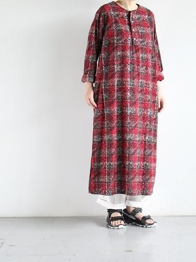 South2 West8 (サウスツーウエストエイト) Henley Neck Shirt Dress - Batik Pt. / Botanical  / ヘンリーネックシャツドレス