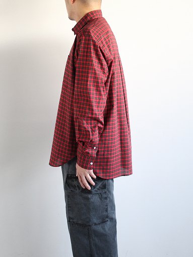 OLDMAN'S TAILOR DOUBLE POCKET SHIRTS / RED CHECK (MENS) - ALPOA