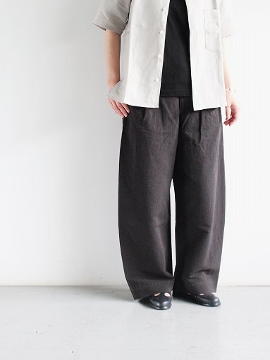 ASEEDONCLOUD (Handwerker) HW wide trousers / LINEN NYLON - Black
