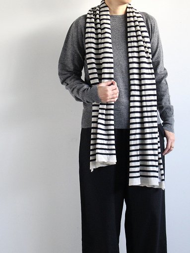 eleven 2nd Cashmere no.1 Border Stole / カシミヤno.1 ボーダーストール (e2W-1057)