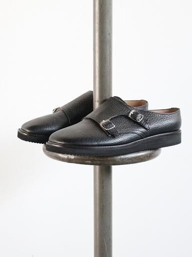 STOCK NO: / DOUBLE MONK STRAP SHOES - BLACK EMBOSSED