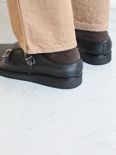 STOCK NO: / DOUBLE MONK STRAP SHOES - BLACK EMBOSSED