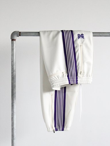 NEEDLES Zipped Track Pant - Poly Smooth / Ice White ＜2023SS