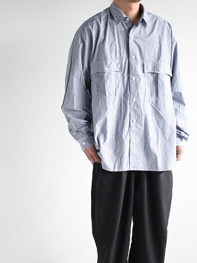 Porter Classic ROLL UP NEW GINGHAM CHECK SHIRT / NAVY (MENS & LADIES)