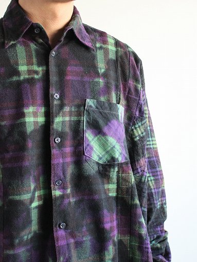 Rebuild By Needles　Flannel Shirt → 7 Cuts Wide Shirt / Uneven Dye