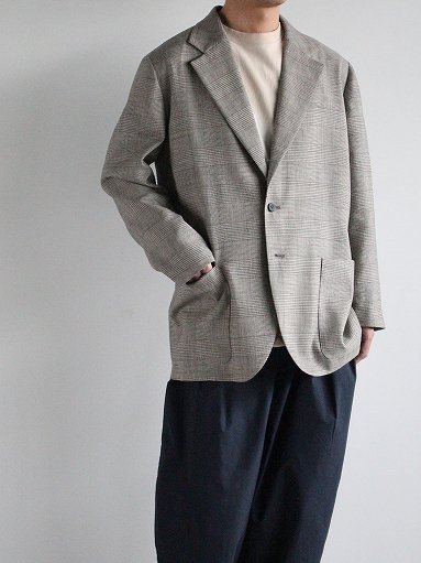Cale Wool Linen Silk Jacket / Glen Check (C231F01J01)