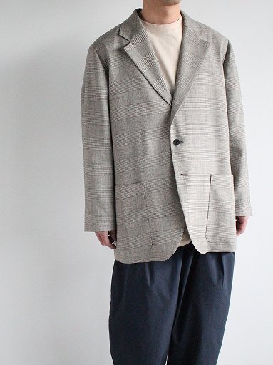 Cale Wool Linen Silk Jacket / Glen Check (C231F01J01)