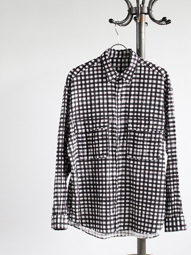 Porter Classic　ROLL UP 水彩 GINGHAM SHIRT / BLACK