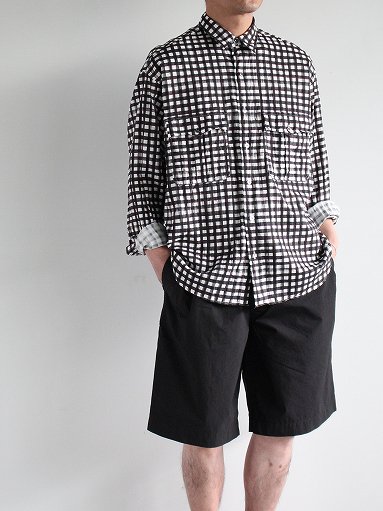 Porter Classic ROLL UP 水彩 GINGHAM SHIRT / BLACK