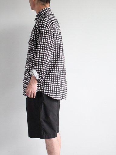 Porter Classic ROLL UP 水彩 GINGHAM SHIRT / BLACK