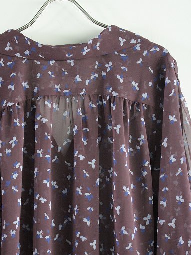 NEEDLES Gathered Blouse - Poly Chiffon / Floral Printed - Brown