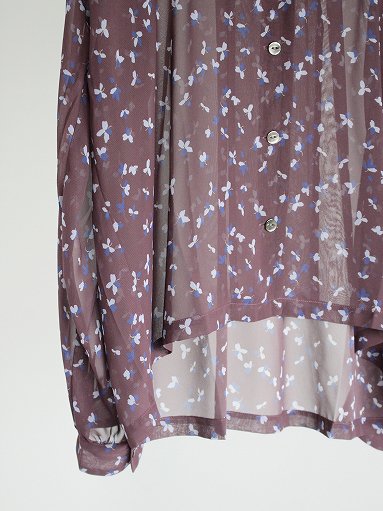 NEEDLES Gathered Blouse - Poly Chiffon / Floral Printed - Brown