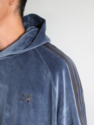 NEEDLES Track Hoody - C/Pe Velour / Smoke Blue