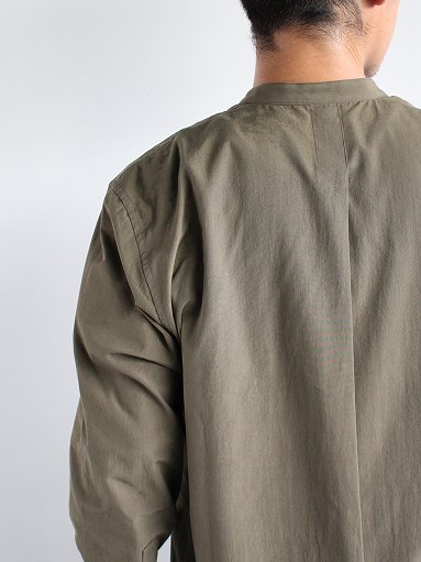 Cale 100/2 ブロード Band Collar Shirts / Khaki