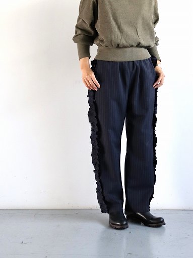 RHODOLIRION (ロドリリオン) Frill Side Stripe Pant - Pinstripe