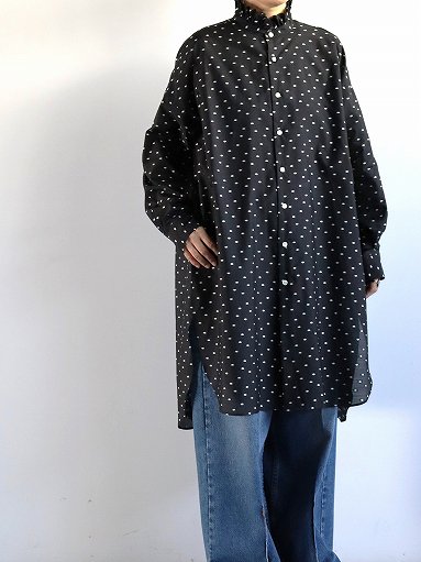 R&D.M.Co- (OLDMAN'S TAILOR) J.P.D FRILL COLLAR LONG SHIRT / Black