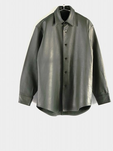 Cale Lamb Leather Shirt Jacket / Green (C233L01B01)