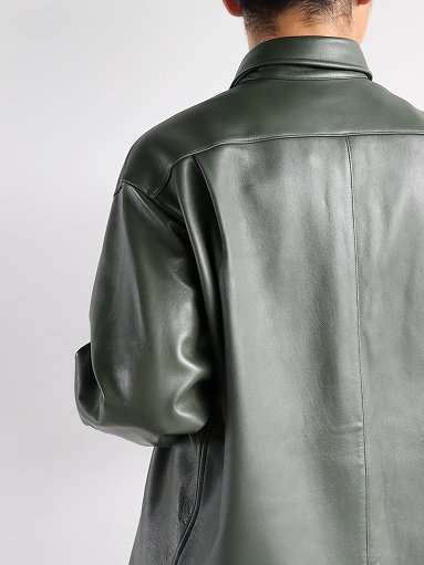 Cale Lamb Leather Shirt Jacket / Green (C233L01B01)